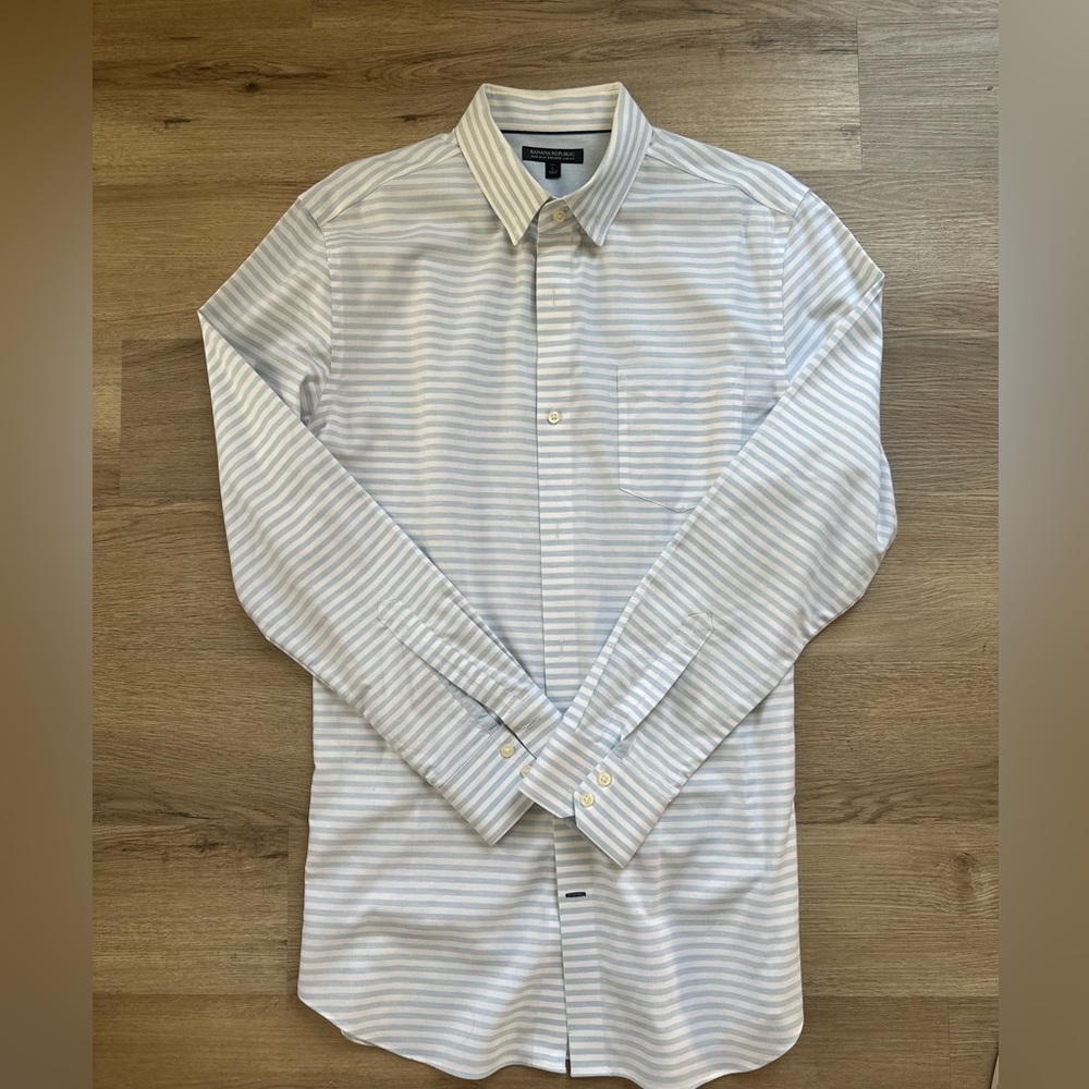 Men’s Large horizontal striped button down